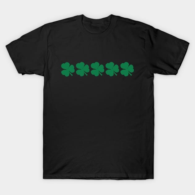 Five Kelly Green Shamrocks for St Patricks Day T-Shirt by ellenhenryart